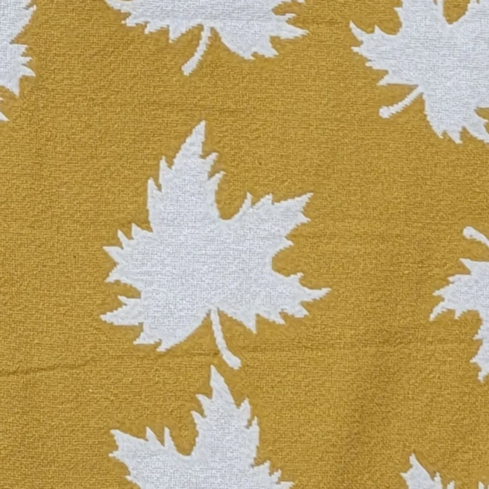 NWT Artisan 34 Jacquard Throw Cotton Reversible Woven Fall Marigold Leaves